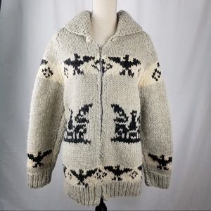 Vintage Cowichan Sweater Hand-Knit Thunderbird